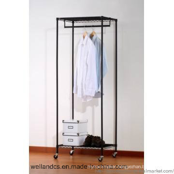 Adjustable Chrome Home Wire Garment Shelf Rack with Wheel (LD9035180A2EW)